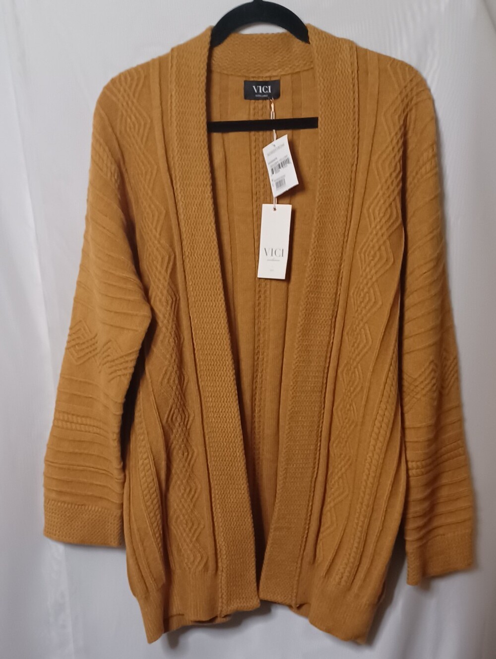 VICI Women's Golden Yellow Cable Knit Cardigan Sweater. Size XL